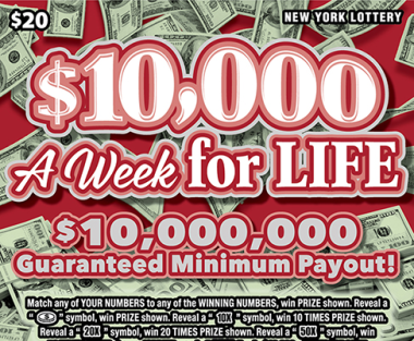 $10,000 A WEEK FOR LIFE scratch-off ticket