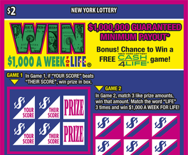 WIN FOR LIFE scratch-off ticket