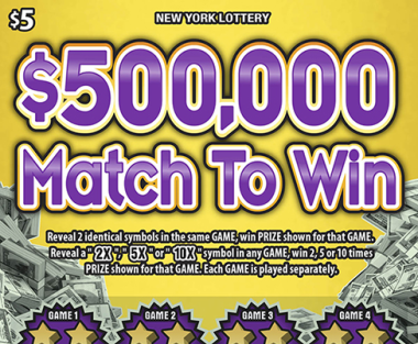 $500,000 MATCH TO WIN scratch-off ticket