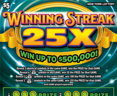 WINNING STREAK 25X scratch-off ticket