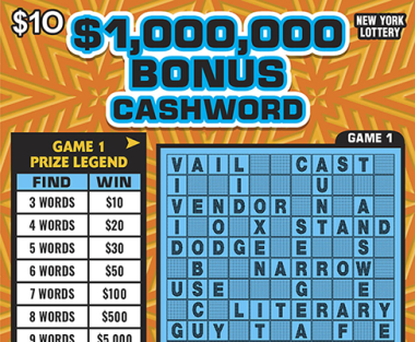 $1,000,000 BONUS CASHWORD scratch-off ticket