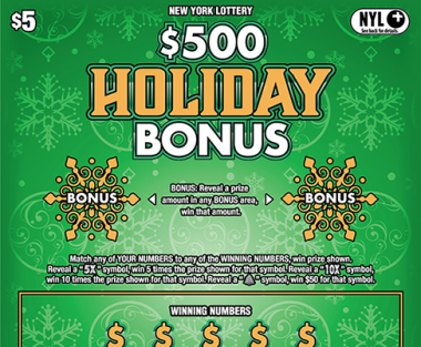 $500 HOLIDAY BONUS scratch-off ticket