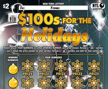 $100s FOR THE HOLIDAYS scratch-off ticket