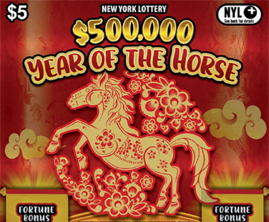 $500,000 YEAR OF THE HORSE scratch-off ticket