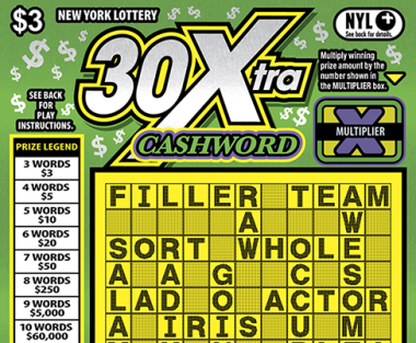 30Xtra CASHWORD scratch-off ticket
