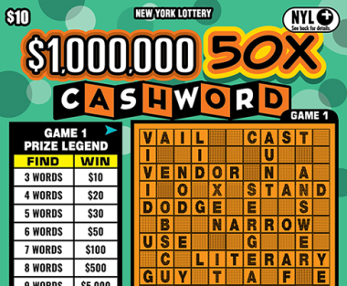$1,000,000 50X CASHWORD scratch-off ticket