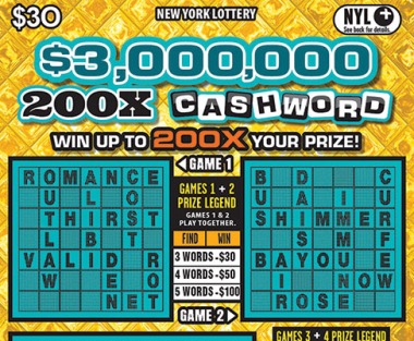 $3,000,000 200X CASHWORD scratch-off ticket