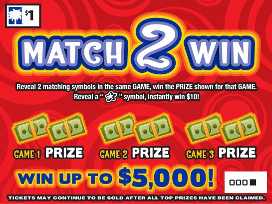 Match 2 Win scratch-off ticket