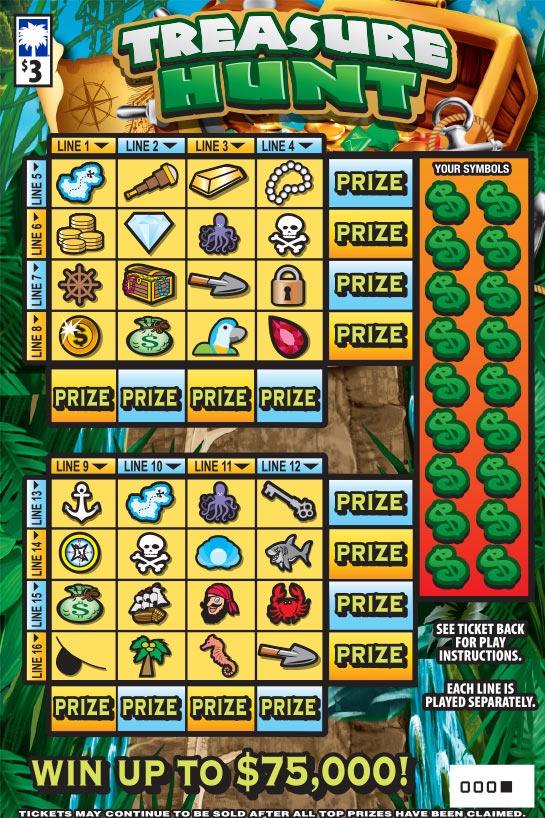 Treasure Hunt scratch-off ticket