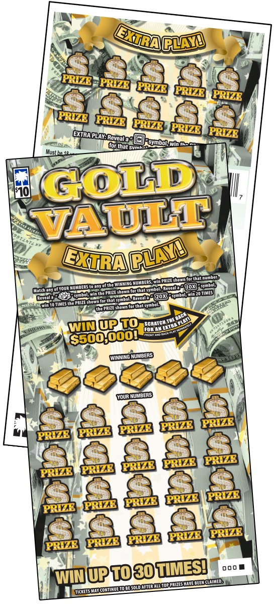 Gold Vault Extra Play scratch-off ticket