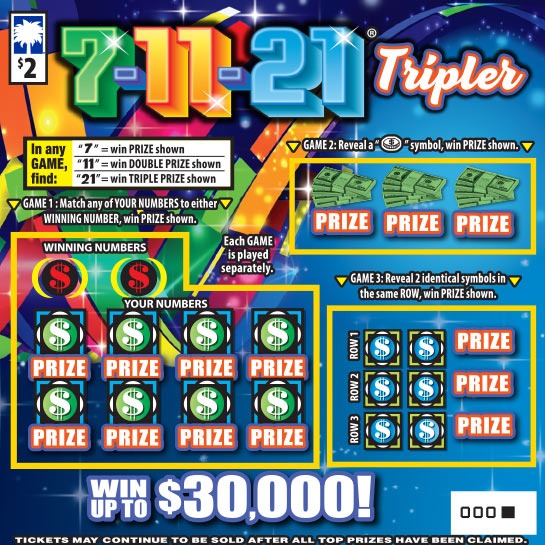 7-11-21 Tripler scratch-off ticket
