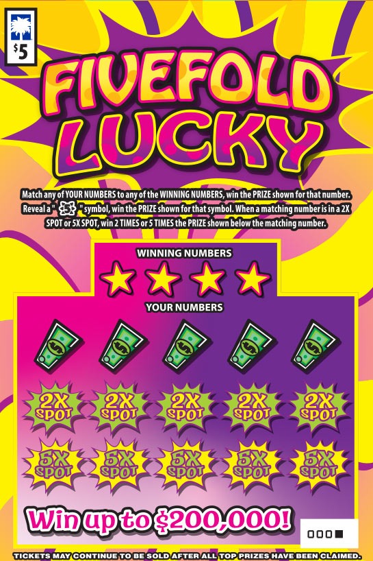 Fivefold Lucky scratch-off ticket