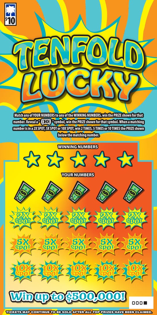 Tenfold Lucky scratch-off ticket