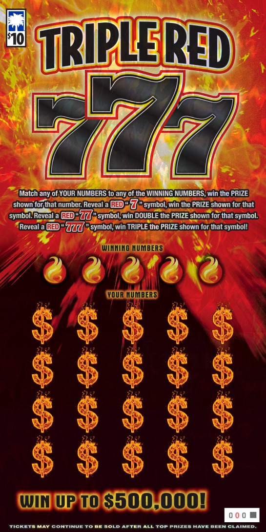 Triple Red 777 ($10) scratch-off ticket