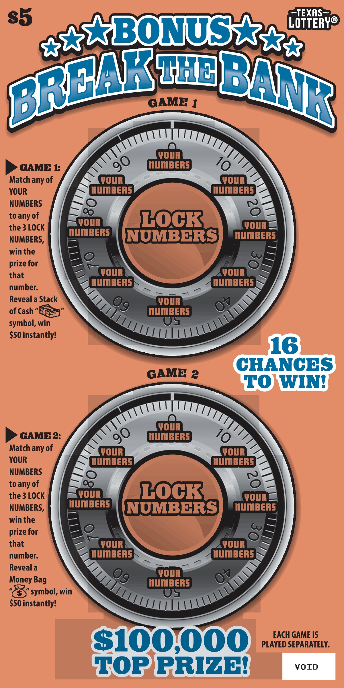 Bonus Break the Bank scratch-off ticket