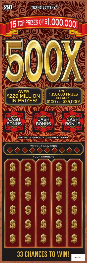 500X scratch-off ticket