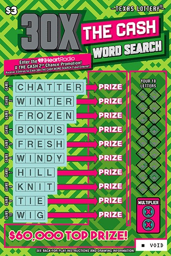 30X The Cash Word Search scratch-off ticket