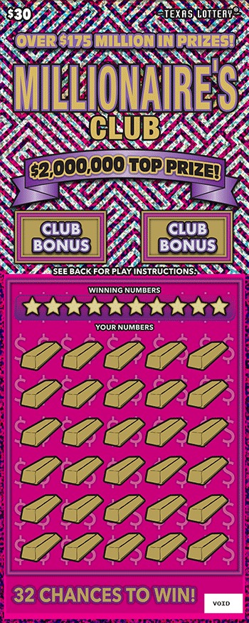 Millionaire's Club scratch-off ticket