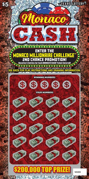 Monaco Cash scratch-off ticket