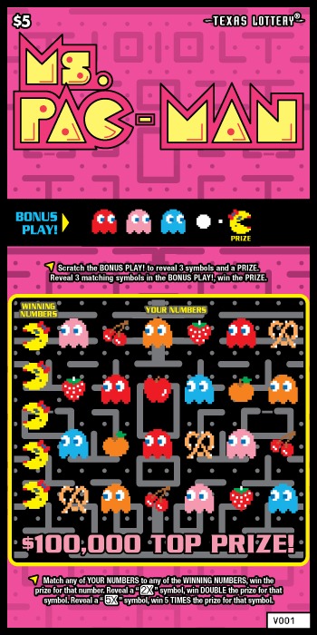 Ms.PAC-MAN scratch-off ticket