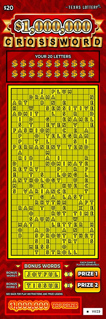 $1,000,000 Crossword scratch-off ticket
