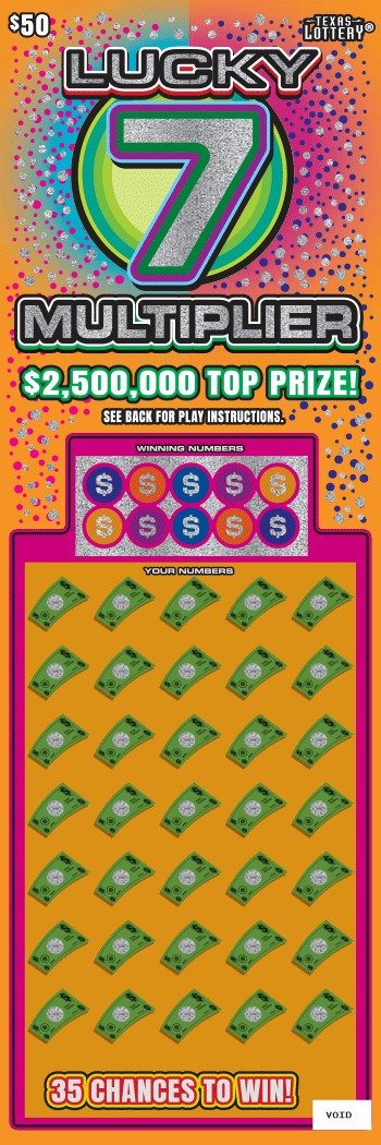 Lucky 7 Multiplier scratch-off ticket